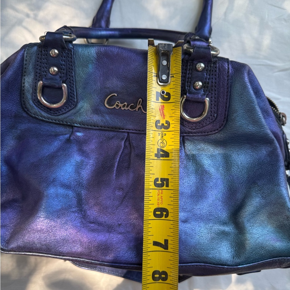 👀 Coach Iridescent Blue and Purple Ashley Satchel UPCYCLED OOAK EUC - Picture 9 of 11